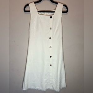 RIVIR White Elegant Dress with Fun Buttons